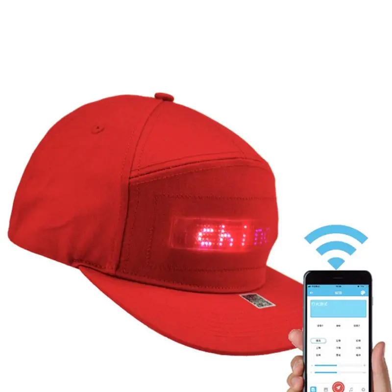 Moški Ženske Bluetooth, LED APP pod Nadzorom Baseball Klobuk Sporočilo Zaslon Hip Hop Skp
