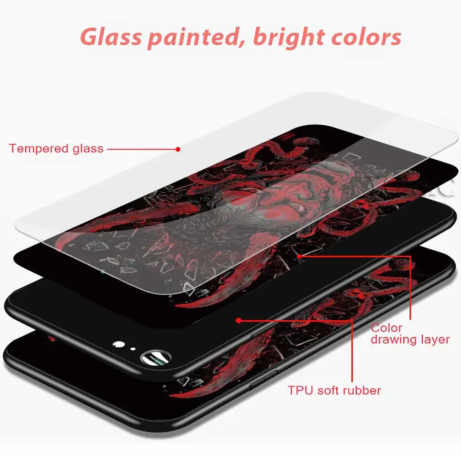 Samurai Demon Kul Kaljeno Steklo Ohišje za Apple iPhone Mini 12 11 Pro XS MAX 7 8 XR X 6 6S Plus SE 2020 Telefon Vrečko Kritje Coque