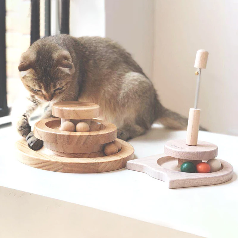 Prvotno Lesene Mačka Žogo Igrače Inteligence Triple Play Diski za Kuža, Mačka Noro Žogo Disk Interaktivna Igrača 2019 Vroče Prodaje