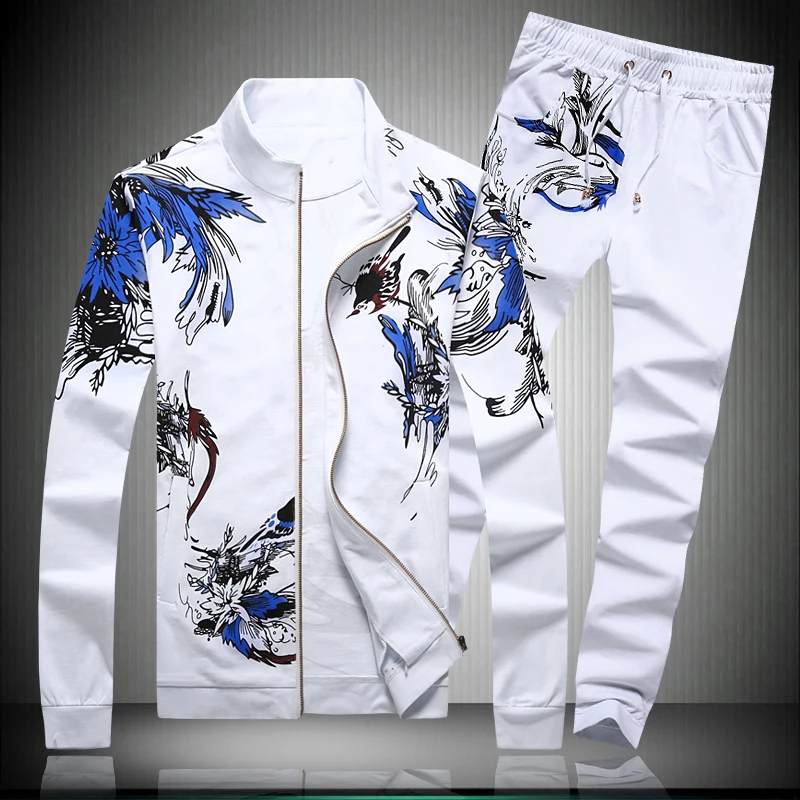 Dva kosa določa Kitajski slog znakov, tiskanje jakna&hlače postavlja Nove prihod kakovost bombaža modno razkošje moške obleke, M-5XL