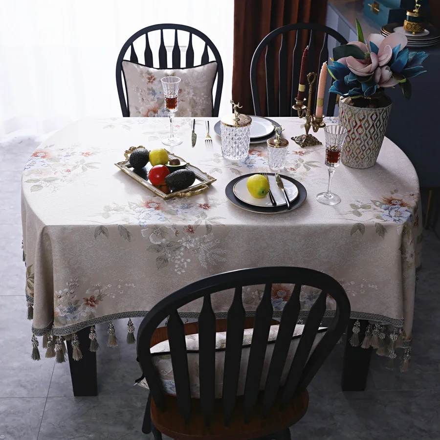 Evropa Cvetlični Rese Ovalne Tabela Kritje Stranka, Kuhinja, Kava Čaj Jedilna Elegantno Prt za Mizo Doma Dekoracijo Božič