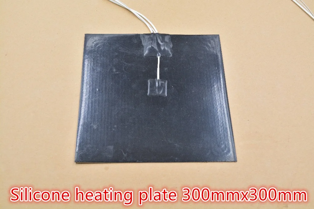 Silikonski ogrevanje pad grelec črnega silikona ploščo 300mmx300mm za 3d tiskalnik toplote posteljo 1pcs