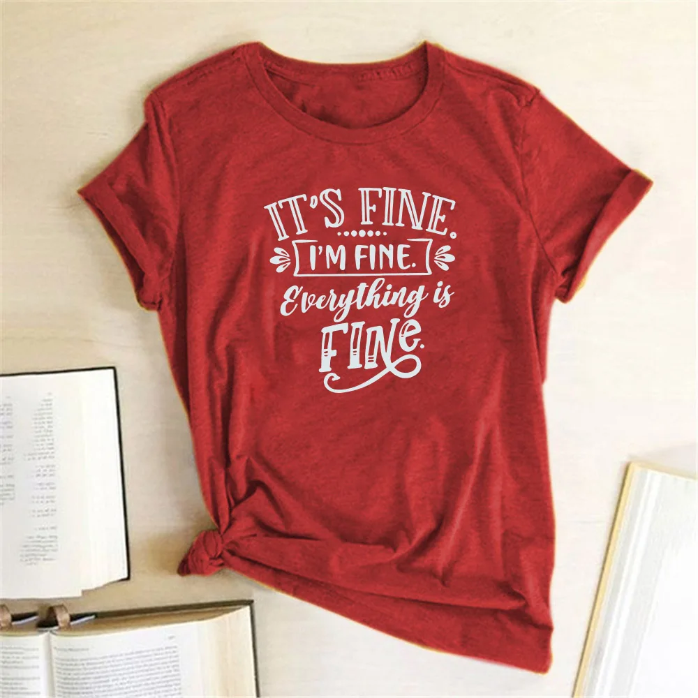 Je v Redu, jaz sem v Redu Vse Je v Redu Tiskanja Ženske T-shirt Kratek Rokav Poletje Graphic Tee Shirt Zaseden Mama Vrhovi 2020 Ženske Oblačila