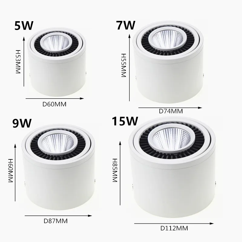 DVOLADOR Zatemniti Površine Vgrajena LED COB Downlight, 360-Stopinjski Vrtečih LED Spot Luči 15W/9W/7W/5W Stropna Svetilka z LED Driver