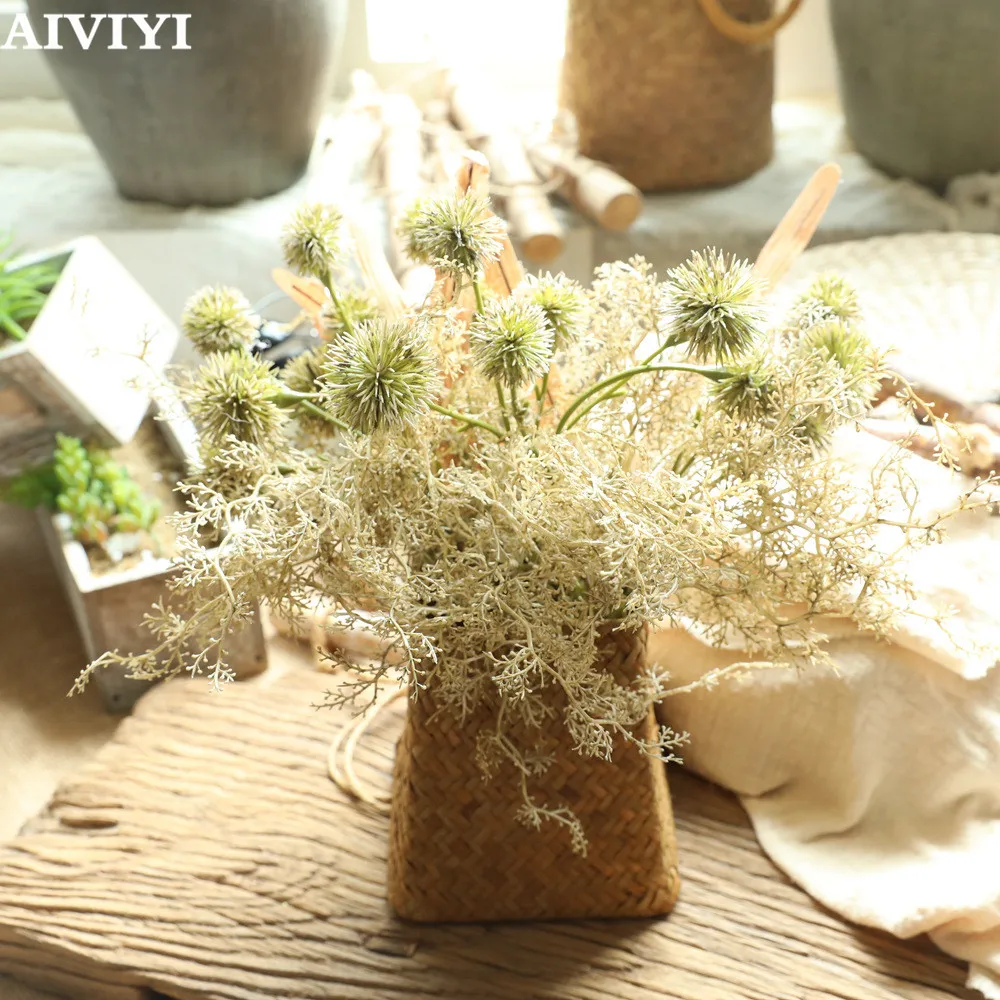 Prickly trn travo kup lažnih cvet zelenih rastlin poroka doma dekor umetno cvetje božični okraski za dom stranka