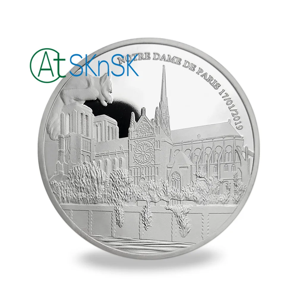Notre Dame de Paris Silver Plated Izziv Kovanec, Spominski Zbirka Darilo, Spominek Umetnosti Kovinski Značko