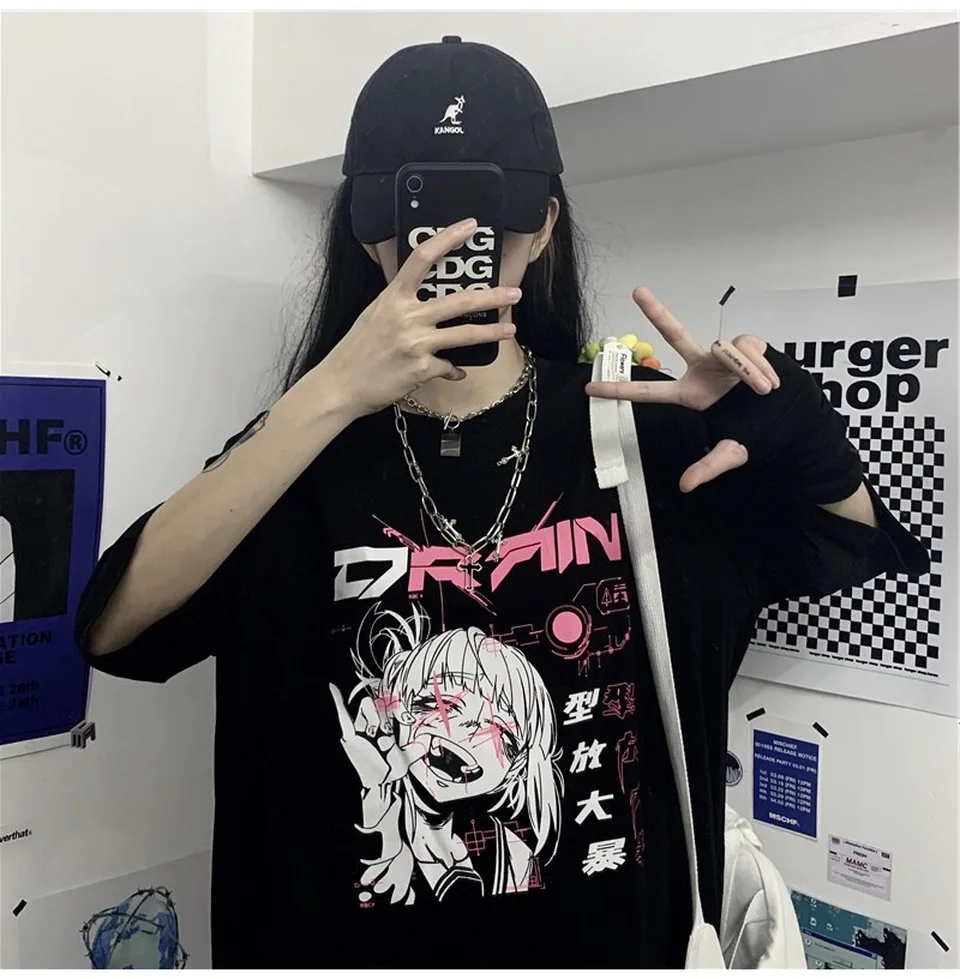 Japonski Harajuku Ulične Hip Hop Kratek Rokav Priložnostne Tiskanje Vrhovi Ulica, Hip Hop Cool Majica Ženska Oblačila