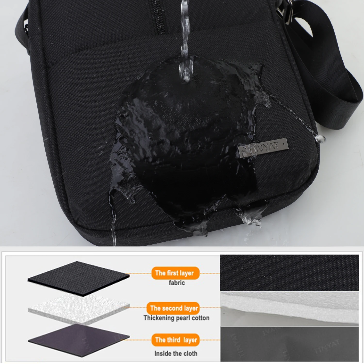 TINYTA vrečko za moške svetlobo črno platno messenger bag torba za 9.7 'pad 9 žep nepremočljiva športna torba T5002