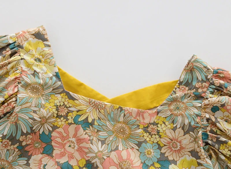 Dekleta cvetlični backless obleko 2020 poletje nova otroška oblačila palace slog puff rokav obleka WT188
