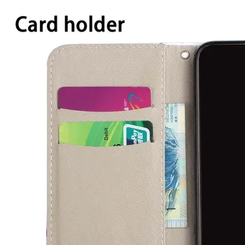 Sova, ki je Naslikal Usnjena torbica za Samsung Galaxy A3 A5 2017 A7 2018 Flip denarnice nosilec pokrovček za Samsung M10 M20 M30 Telefon Primerih Vrečko