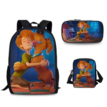 Filmski Protagonist Scooby-Doo 3DPrint 3pcs/set Šolske torbe Kompleti za Teen Fantje Dekleta Risanka Primarne Osnovne nahrbtnik Šolsko Torbo