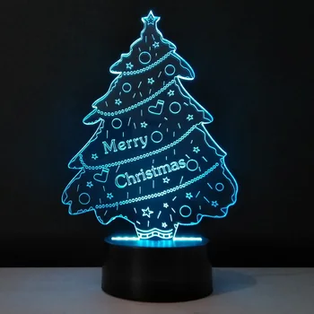 Božično Drevo LED Noč Lahka 3D Vizualni namizne Svetilke Akril Lampara Infantil Dekorativna Namizna Svetilka Barva spreminja Zaprtih lampen