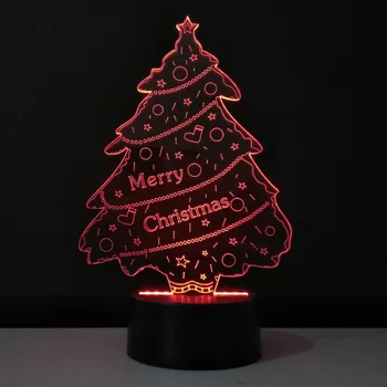 Božično Drevo LED Noč Lahka 3D Vizualni namizne Svetilke Akril Lampara Infantil Dekorativna Namizna Svetilka Barva spreminja Zaprtih lampen