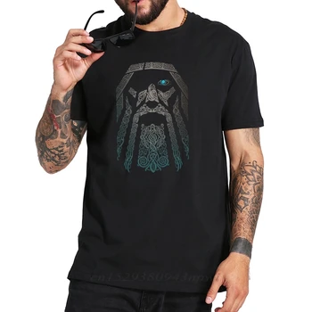 Odin T shirt Vikingi Aesir Bog Nordijski Mitologiji Kul Tee Digital Print Majica Črna Bombaža T-shirt EU Velikost