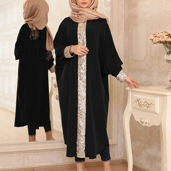 Priložnostne Muslimanskih Abaya Dubaj Caftan Sequins Bat Rokav Obleka Islamska Oblačila Turški Arabski Abaya Za Ženske Musulmane Ramadana Robe
