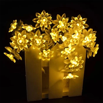 LED Lotus Svetlobe Niz 10/40/50/80leds Cvet Garland Luči za Poroko, Božič Ramadana Novo Leto Pravljice Dekoracijo na Baterijski Pogon