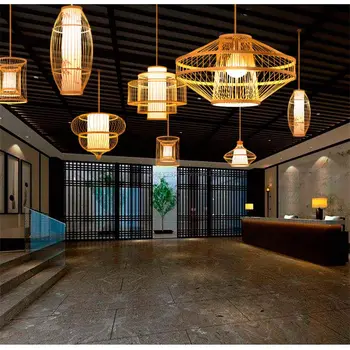 Bambus in lesa obesek svetilke Japonski slog obesek luči Klasične viseče svetilke Jugovzhodne Azije slog lightings za hotel