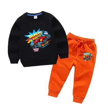 Blaze in pošast, pralni rojstni dan oblačila 2020 jeseni otroški pulover 2pcs Bombaž Risanka dolg rokav Hoodies Set