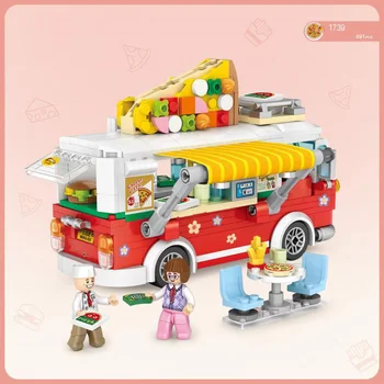 LOŠKI Ustvarjalca mesto vozilo mini diamond gradnik Pizza dostava tovornjak številke zbrati opeke zbiranje igrač za otroke darilo