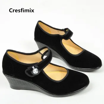 Cresfimix ženske modni udobno sponke traku ples klin pete, čevlji lady športna pomlad & poletje čevlji retro čevlji c2387