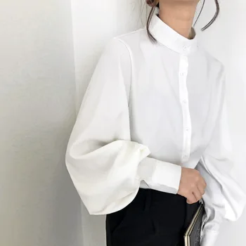Modna ženska bluza 2020 priložnostne svoboden Pomlad Jesen ženske majice letnik beli vrhovi dolgo Luč sleeve majica ženske tunika