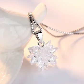 925 sterling srebrni modni, svetleči kristali ledu roža obesek ogrlice za ženske, nakit darilo debelo padec ladijskega prometa