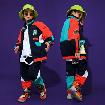 Za 4 -16 Let Fantje Dekleta Hip Hop Oblačila Sklop Coats Vrhovi Hlače za Otroke Fazi Ples Kostum Obrabe Dvorana Jeseni Kul Obleke