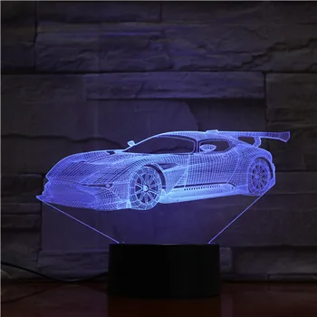 Šport Avto 3D namizne Svetilke Pisane LED Nočna Model Dotik Vzdušje Lučka za Ljubitelje Spalnica Dekor Otrok Božično Darilo GX1726