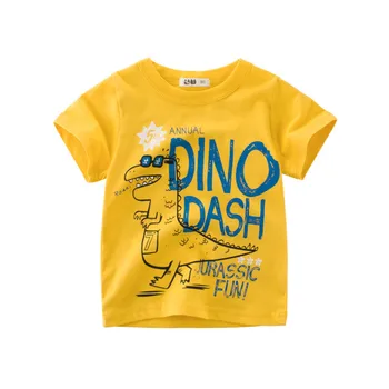 Malčka, kratek rokav Tee Shirt Smešno Risanka Tiskanja Vrh baby boy dinozaver oblačila Ribolov Za Težave Dino Dash Tshirt Vrhovi