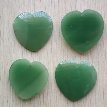 Debelo 4pcs/veliko 2019 nov Modni visoko kakovostne naravne zelene aventurine ljubezen srce oblika obeski 50mm za nakit, izdelavo prosta,