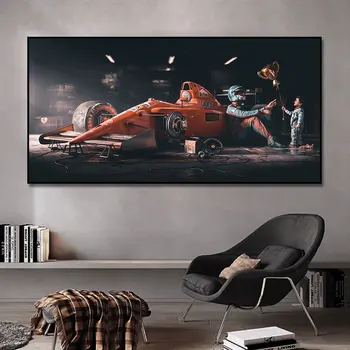F1 Dirke Fant je Sanjski Avto Plakat, Tisk Na Platno, Slikarsko Nordijska Plakat Stenskih slikah, Za Življenje Noom Doma Dekoracijo