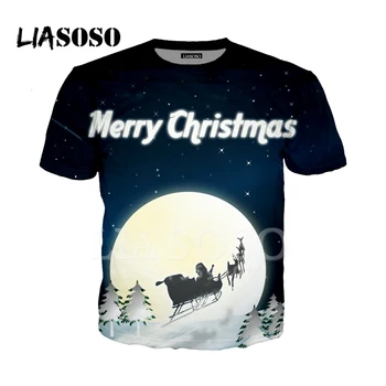 LIASOSO 3D Tiskanja Ženske Moški Božič Santa Claus Srčkan Jelena Gofts Snežaka Tshirt Poletje T-shirt Harajuku Ulične X2820