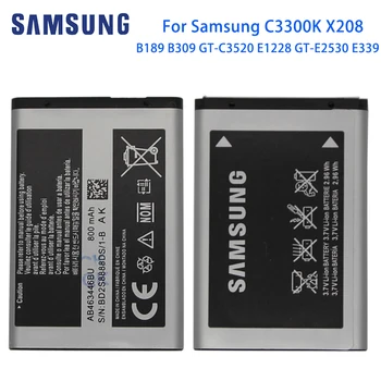 Originalni SAMSUNG C3300K X208 Baterije AB463446BU 800mAh za Samsung C3300K X208 B189 B309 GT-C3520 E1228 GT-E2530 E339 GT-E2330