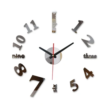 Nova 3d Diy Akril Ogledalo Ura Reloj De Pared Sodobno Oblikovanje Stenske nalepke, Dekorativne Quartz Dnevna Soba Iglo