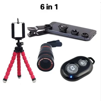 6in1 Telefona Kit Objektiv 8X Zoom objektiv Kamere za iPhone 8 7 6s 6 Plus Prilagodljivo Držalo za Telefon za Huawei Mate 20 Pro objektiv za Redmi Mi5