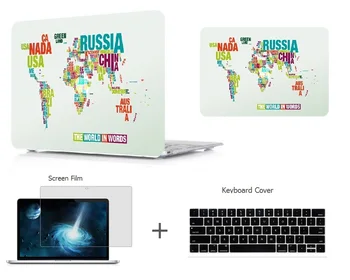 Novo Hardshell Primeru Težko +Zaslon Film +Tipkovnica Kože Cover za Apple MacBook Air 11 13 Pro 13 15 Retina 12 13 15 Dotik bar 13 15