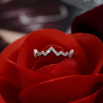 Vecalon srčni Utrip Obljuba prstan 925 Sterling Srebro AAAAA Cz Lep poročni prstan obroči Za ženske Poročne Stranka Prst Nakit Darilo