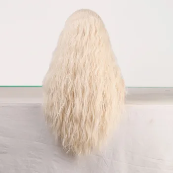 RONGDUOYI Dolgo Platinum Blonde Sintetičnih Lasuljo Stroj, ki Slišijo Odporne Lase, Lasulje, za Črne Ženske Vodni Val Cosplay Blond Lasuljo