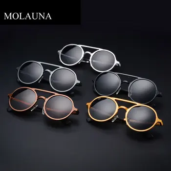 Retro Krog Steampunk sončna Očala Moški Ženske Aluminija Moške Polarizirana sončna Očala, Classic, Vožnja Moškega Očala Oculos De Sol UV400