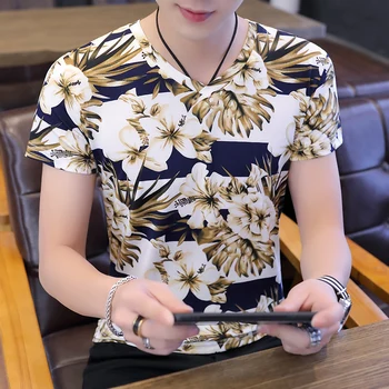Moški Kratek Rokav T-majice Natisnjeni Udobno Dihanje Vse Ujemajo Mens korejski Slog Preprost Visoke Kakovosti Vroče Prodaje Dnevno Proti-vrat