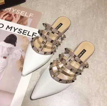 2019 novo baotou zakovice pol copate priljubljene ženske čevlje z nizko opozoril kovice Mul čevlji Roman sandali