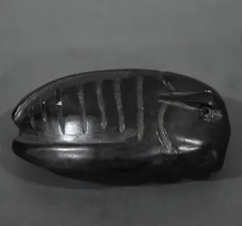 Hongshan kulture starinsko jade black železove meteorite škržatov kip #1