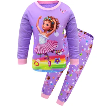 Fancy nancy Dekleta Princesa Pižamo Baby Dekle z Dolgimi Rokavi T-shirt majica + hlače oblačila Določa, Dekleta, Otroci Božič raglan Obleko, PJS določa