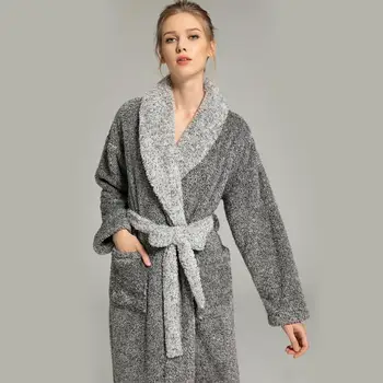 Moški in Ženske, Super Debele Zimske Nightgown Ekstra Velike Dolgo Puhasto kopalni plašč Loungewear Sleepwear