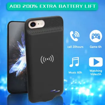 Qi Wireless Power Bank Baterijo, Polnilnik Primerih za iPhone 6 7 8 Plus 6s 7 8 MP 2020 Baterije, Ohišje iz Silikona, Polnjenje Audio Izhod
