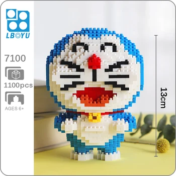 BOYU Anime Živali Doraemon Mačka Modra Robot Buildin Bloki DIY 3D Model Mini Diamond Blocks Stavbe Igrača za Fante, Otroci Darila