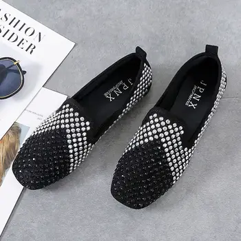 Kristalno lady stanovanj ženske luksuzne blagovne znamke pomlad čevlji ženski stanovanj nosorogovo udoben, ženska, čevlji 2021 nova