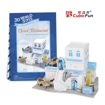 3D Puzzle grški restavraciji DIY Ustvarjalno darilo Izobraževalne igrače Svetu stilu tour papirja gradnje model T49