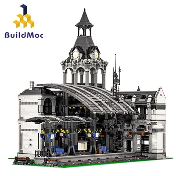 Buildmoc Retro 80. Mesto, Street Scene Železniške Postaje gradniki Modularno Gradnjo Bloka Model 37719 za Otroke Darilo Igrače