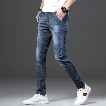 Jantour 2020 Modne blagovne Znamke v Evropski Ameriški Stil Odsek Moške Jeans Luksuzni Moške Traper Hlače Slim Naravnost Deep blue Moški